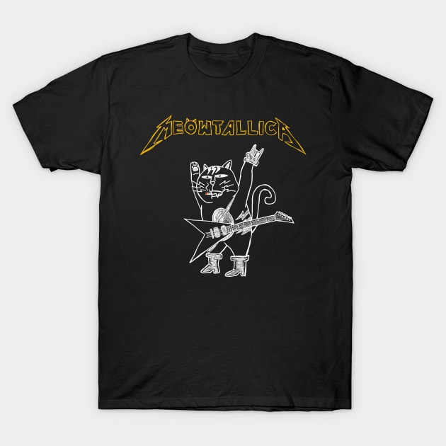 Meowtallica bandshirt cartoon T-Shirt by Luwa Apparel